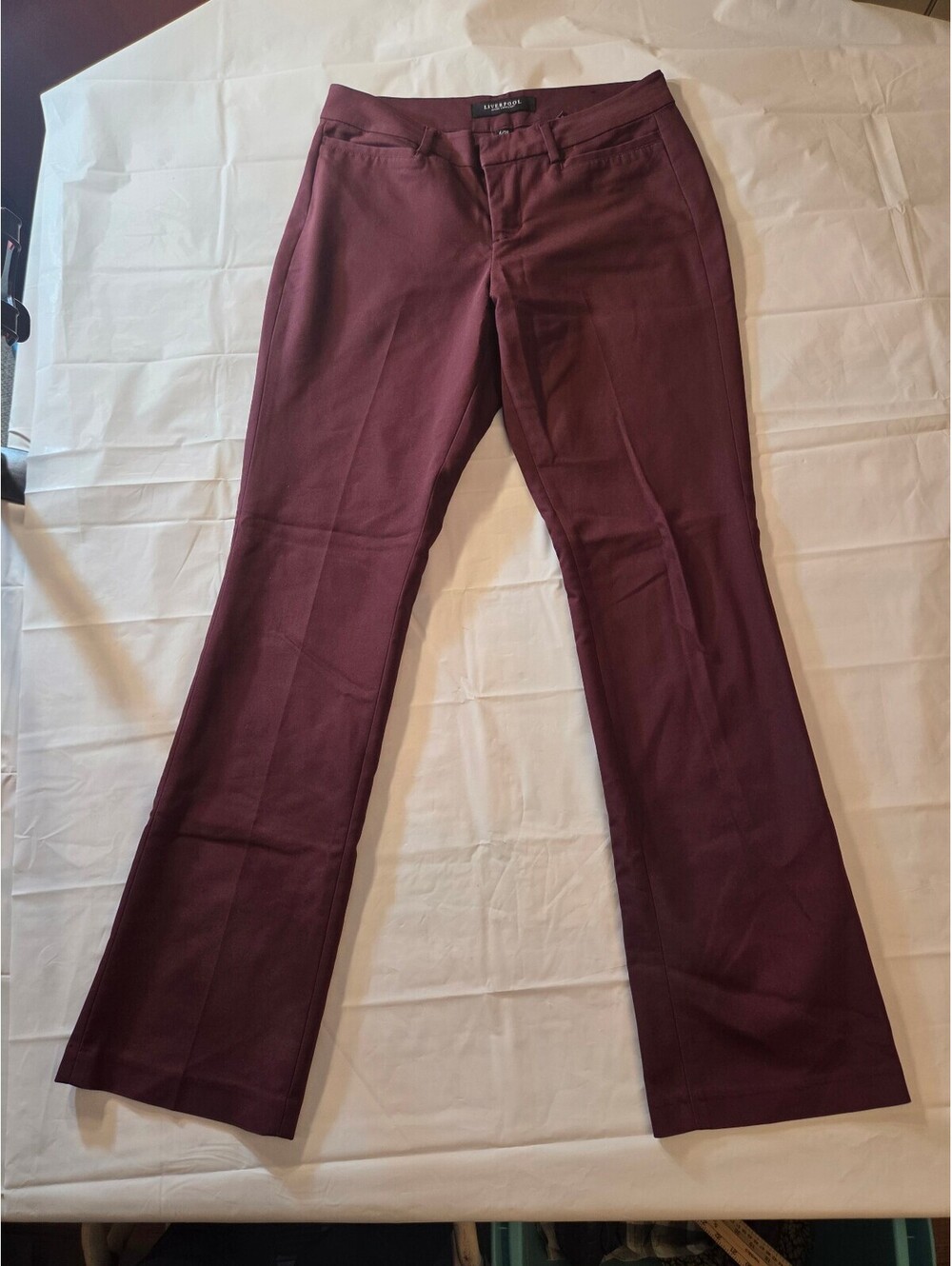 Liverpool Burgundy Bootcut Pants size 6 Polyester/Cotton Blend